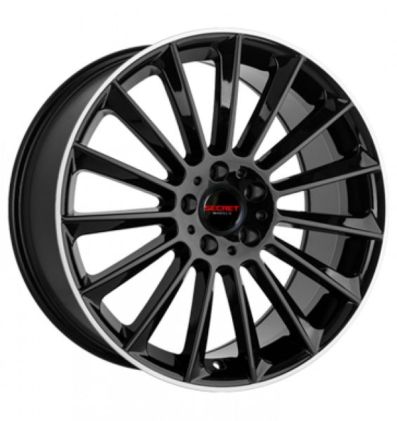 Secret Wheels, SW1, 8x19 ET38 5x112 66,6, black lip polish